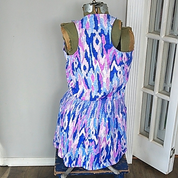 LILLY PULITZER PREPPY 100% COTTON SMOCKED WAIST NAVAJO PRINT DRESS WOMANS S. - Picture 4 of 6